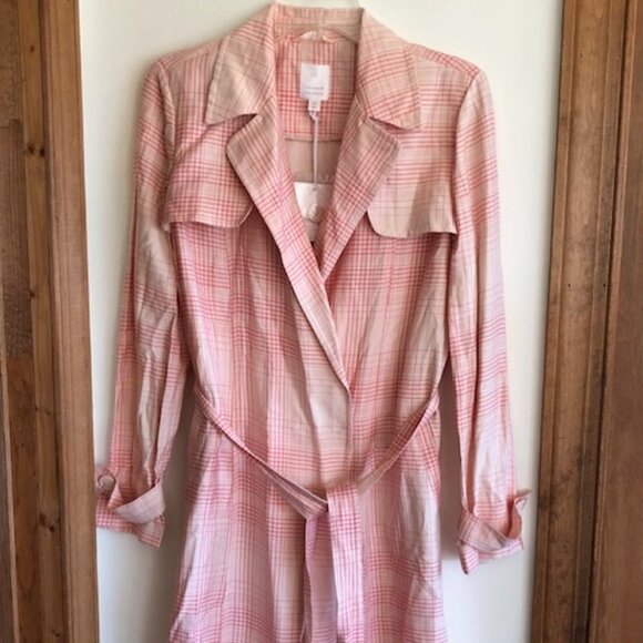 LAUREN CONRAD LC Very Berry Plaid Trench Coat Medium - Picture 4 of 17